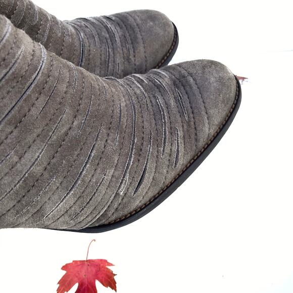 Paul Green Ruched Suede Booties in Taupe — Soft Leather Neutral with City Polish - Picture 5 of 16